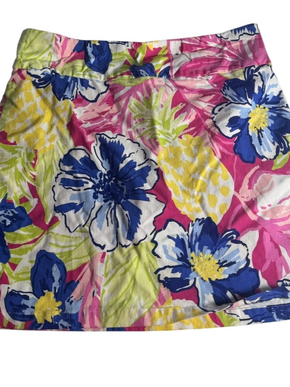 Rafaella Pink Floral Mini Skirt with Blue Accents